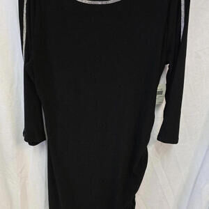 Retrelogy Dress Black L Women Sparkly Sleeves‎ Bodycon Stretch New (76-1)